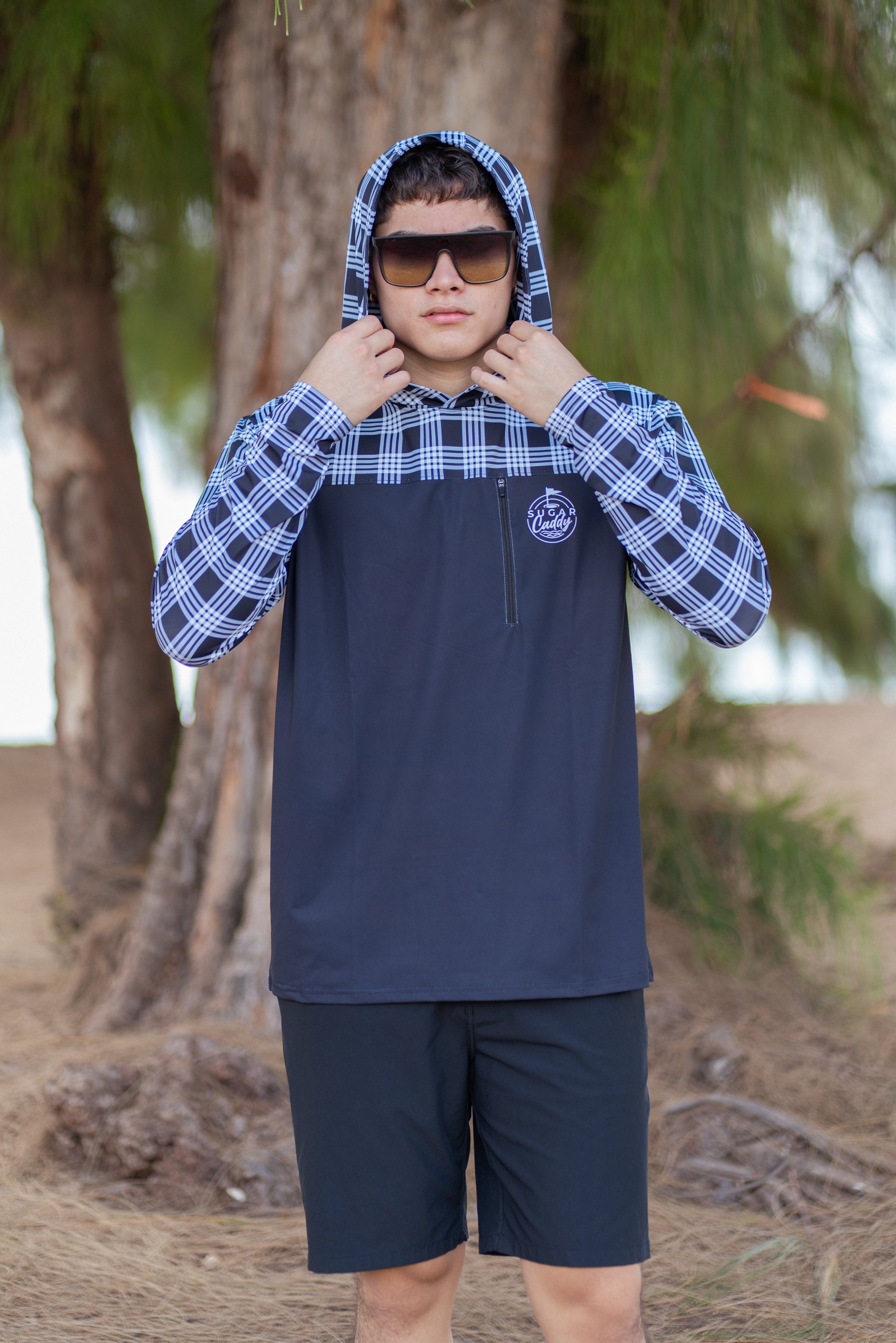 Black/White Palaka Hoodie