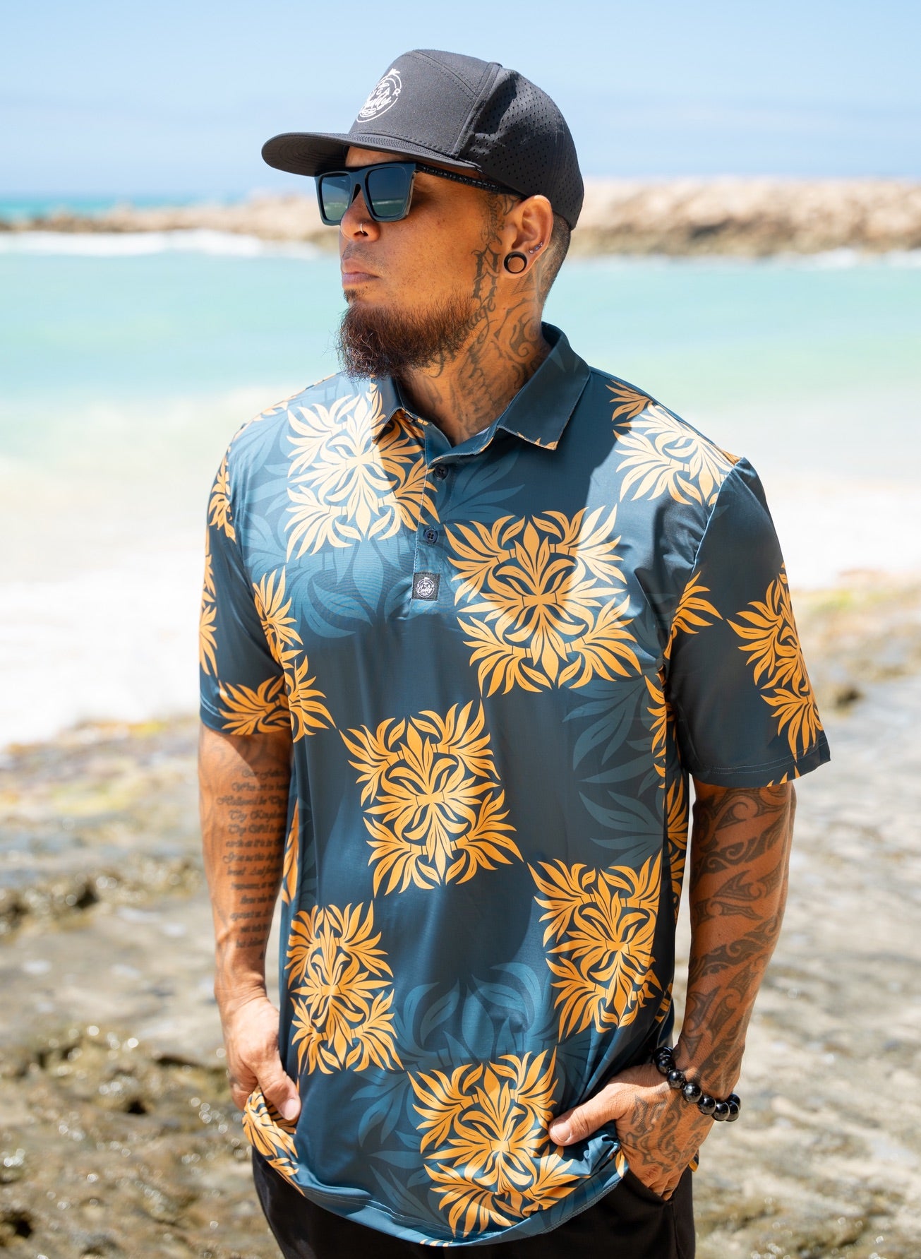 Teal/Gold 'ohe